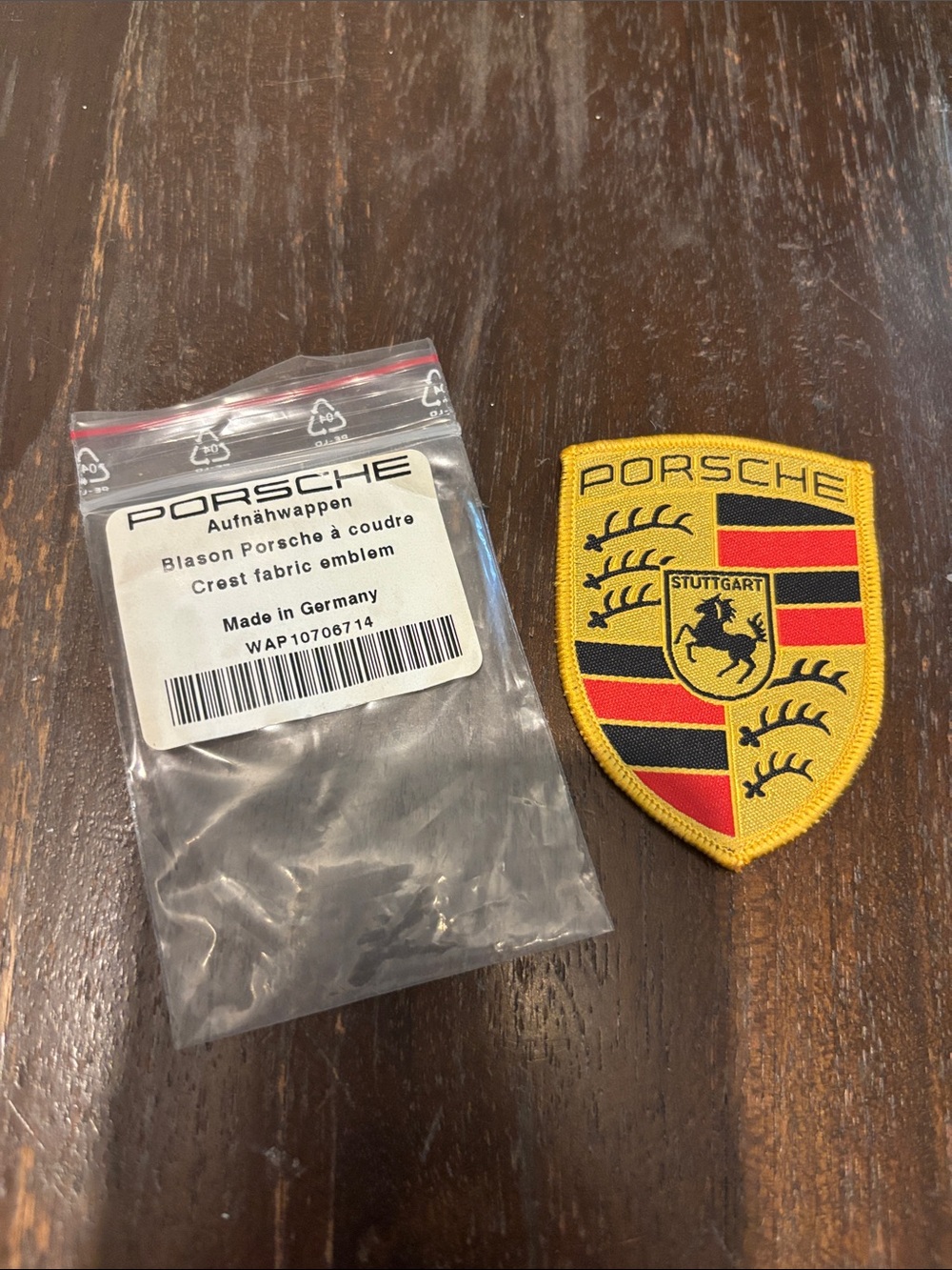Porsche Crest Fabric Emblem Sew On Patch - Yellow/Red/Black